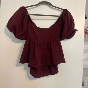 Miami Deep Red Puff Sleeve Blouse